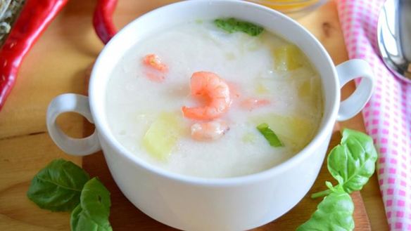 Рецепт Сырный суп с креветками