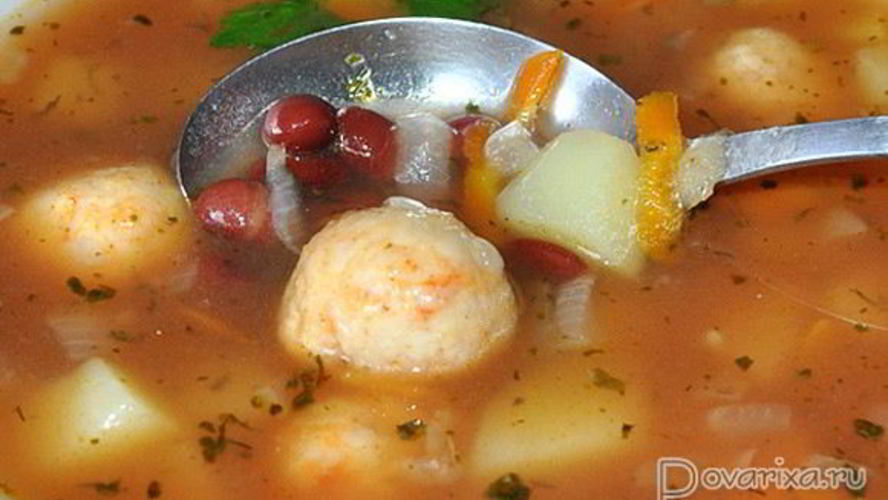Рецепт томатный суп с фрикадельками и фасолью