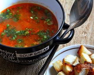 Томатный суп с курицей
