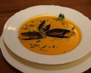 Тыквенный суп с мидиями