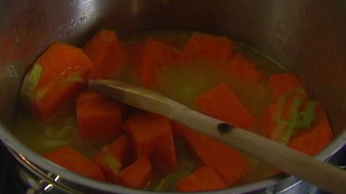 тыквенный суп с мидиями