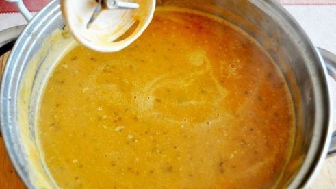 тыквенный суп с разноцветной чечевицей