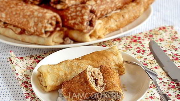 Рецепт Блинчики с курицей и говядиной