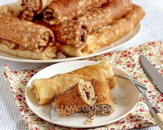 Блинчики с курицей и говядиной