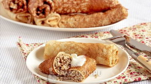 блинчики с курицей и говядиной