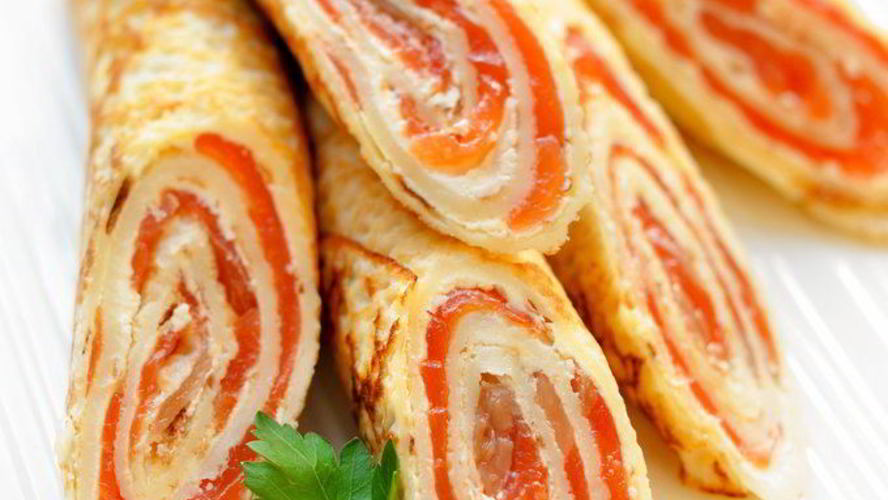 Рецепт блинчики со сливочным сыром и семгой