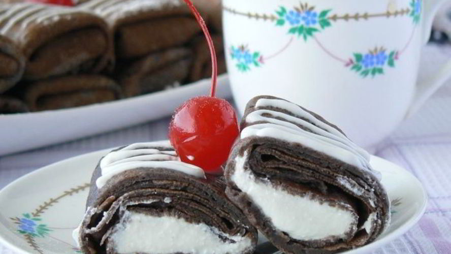 Рецепт блины из черемуховой муки с творожной начинкой