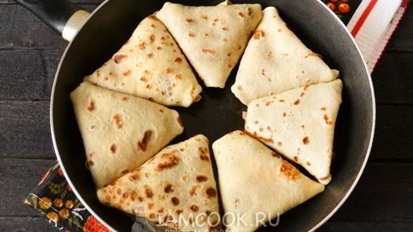 Рецепт Блины на молоке с творогом