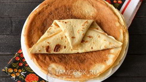 блины на молоке с творогом