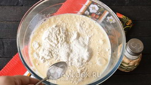 блины на молоке с творогом