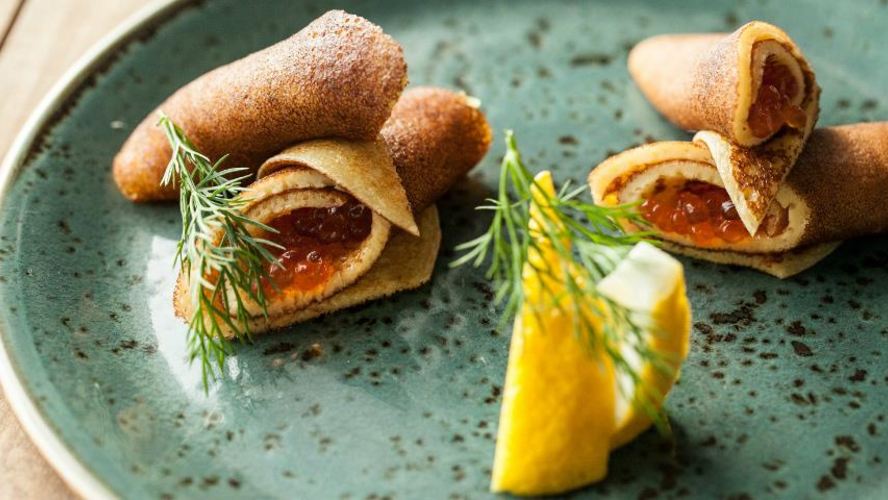 Рецепт блины на сметане с красной икрой