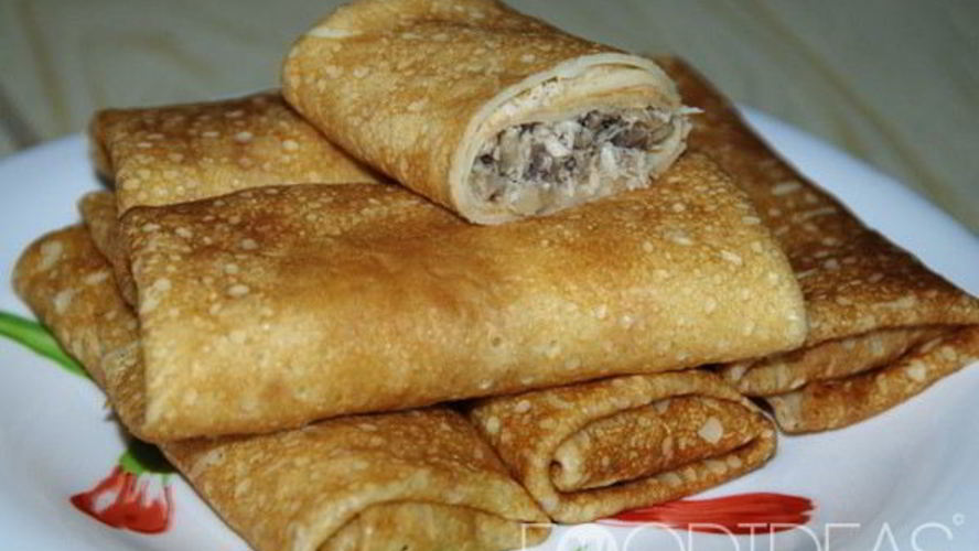 Рецепт блины с курицей и грибами