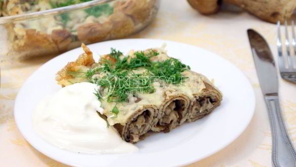 Рецепт Фаршированные блины с сыром и грибами