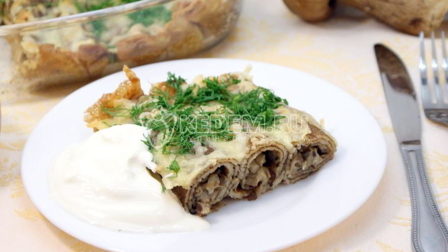 Рецепт фаршированные блины с сыром и грибами