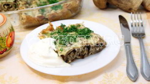 фаршированные блины с сыром и грибами