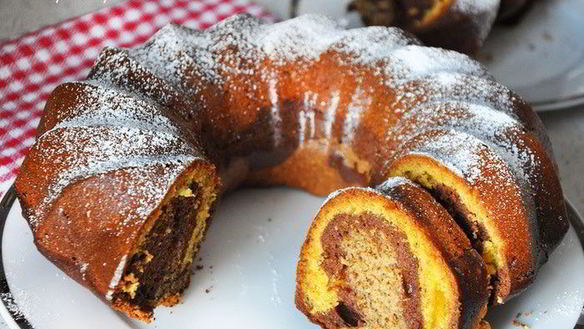 Рецепт Апельсиновый кекс с тремя видами теста