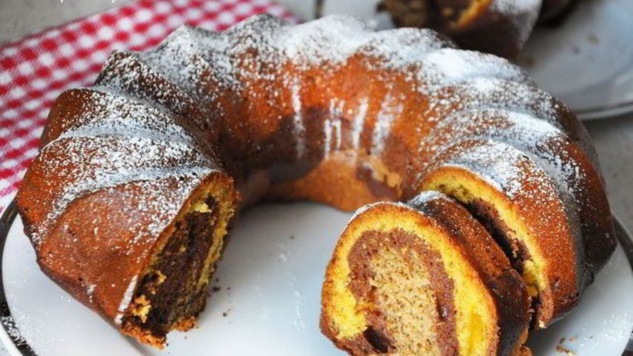 Рецепт апельсиновый кекс с тремя видами теста