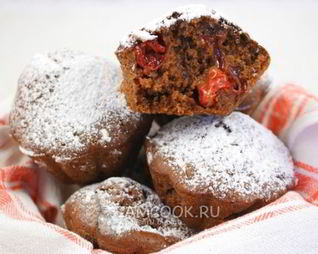 Постные шоколадно-вишневые кексы