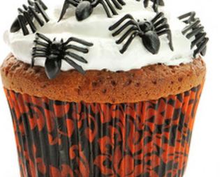 Праздничный кекс с пауками на Хэллоуина