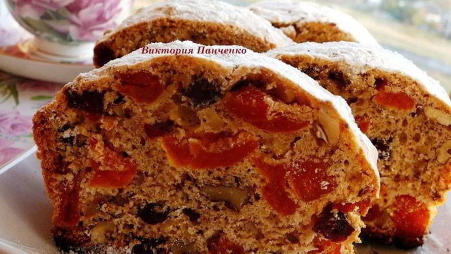 Рецепт пряный кекс с вяленой клюквой, курагой и орехами