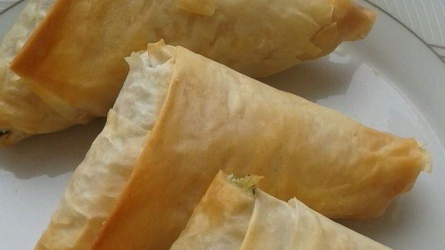 Рецепт конвертики из теста фило со шпинатом и картофелем