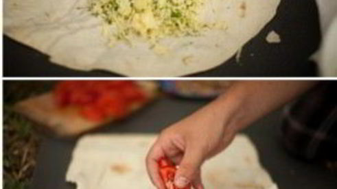 лаваш с адыгейским сыром и зеленью