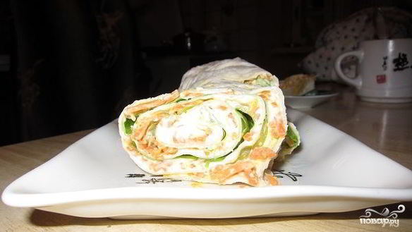 Рецепт Лаваш с корейской морковкой и сыром