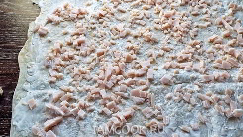 лаваш с корейской морковкой и ветчиной