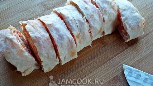 лаваш с корейской морковкой и ветчиной