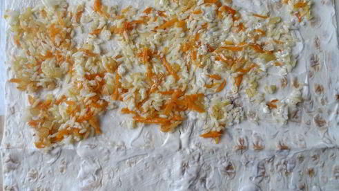 лаваш с рыбой и рисом в духовке