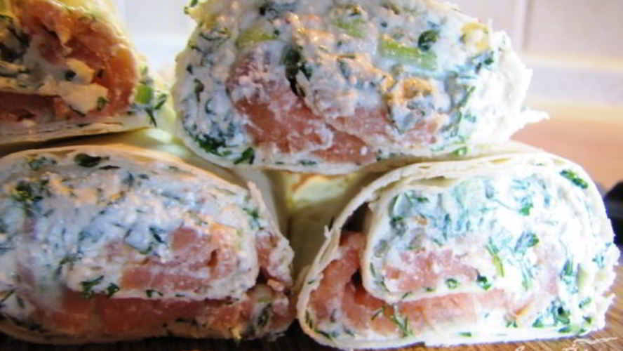 Рецепт лаваш закусочный, с творогом и семгой