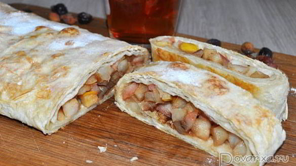 Рецепт Рулет с яблоками из лаваша