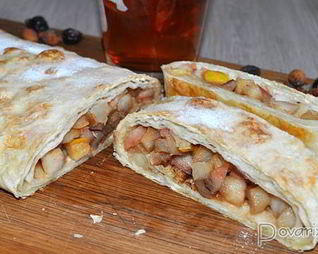 Рулет с яблоками из лаваша