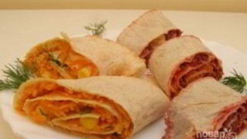 рулеты из лаваша с овощными начинками