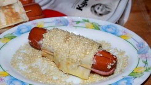 сосиски в лаваше с сыром