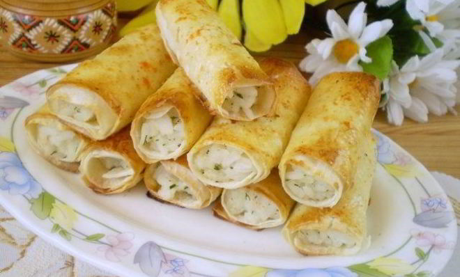 Трубочки из лаваша, запеченные в духовке