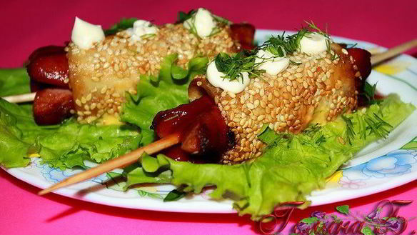 Рецепт Закусочные сосиски в лаваше