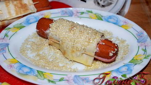 закусочные сосиски в лаваше