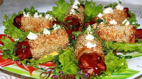 закусочные сосиски в лаваше