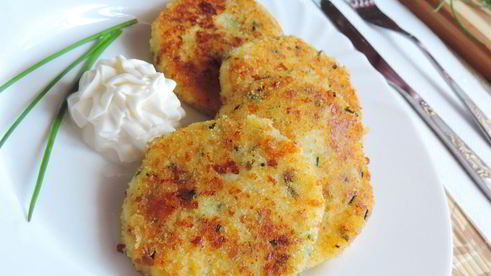 картофельно-творожные лепешки с зеленью