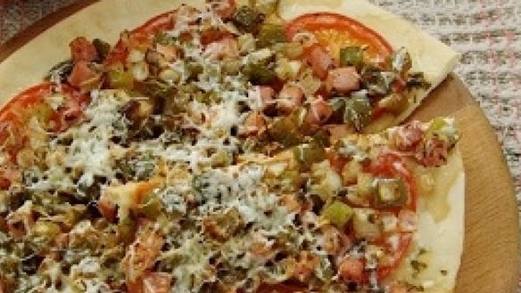 Рецепт Лепешка с овощами и ветчиной