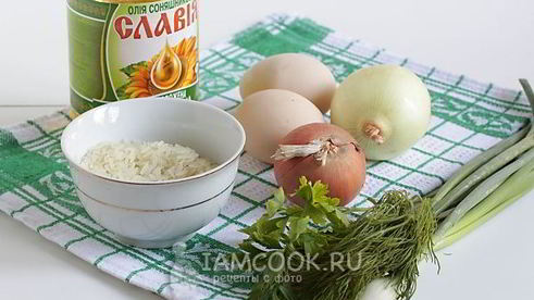 лепешки с начинкой из риса и яйца