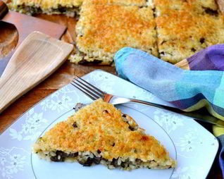 Рисовая лепешка, фаршированная грибами