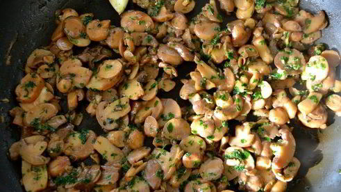 рисовая лепешка, фаршированная грибами