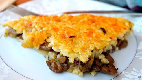 рисовая лепешка, фаршированная грибами