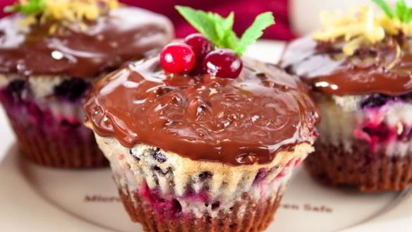 Рецепт Маффины с маскарпоне и ягодами