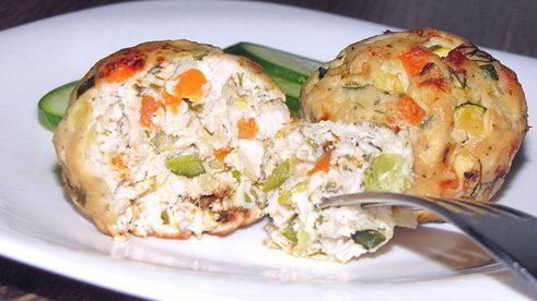 мясные маффины с овощами