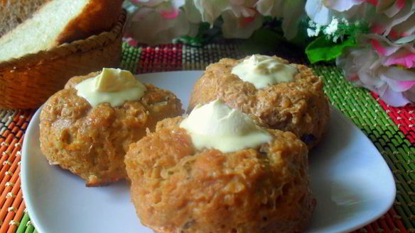 Рецепт Мясные маффины с пшеничкой и свеклой