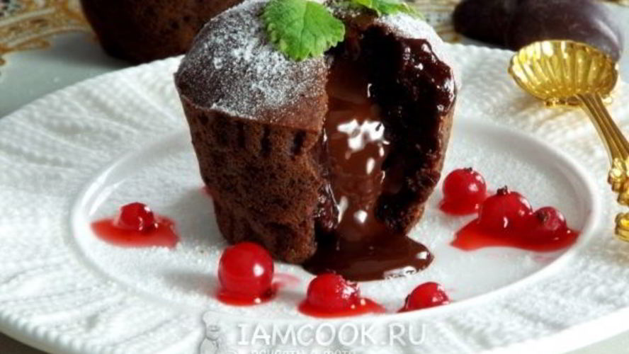 Рецепт шоколадные маффины с жидкой начинкой