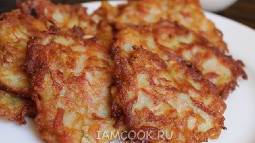 Рецепт кабачковые оладьи с колбасой